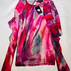 Eloquii Vibrant Pink and Red Blouse